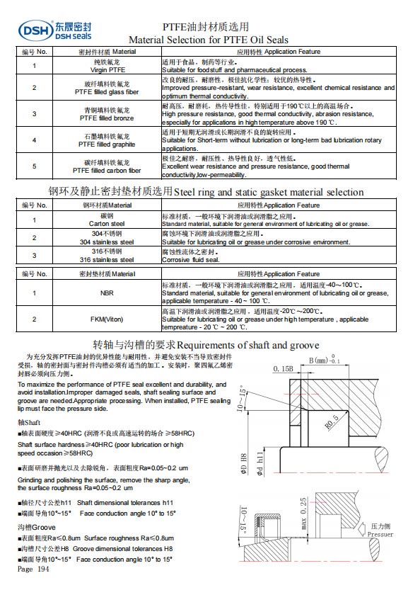 PTFE油封密封圈材质选用