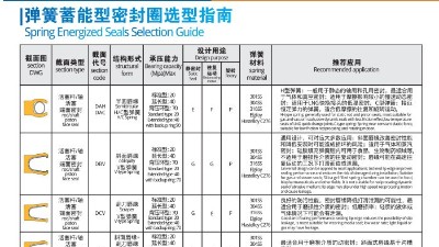 泛塞封唇型密封圈弹簧蓄能型密封圈选型指南