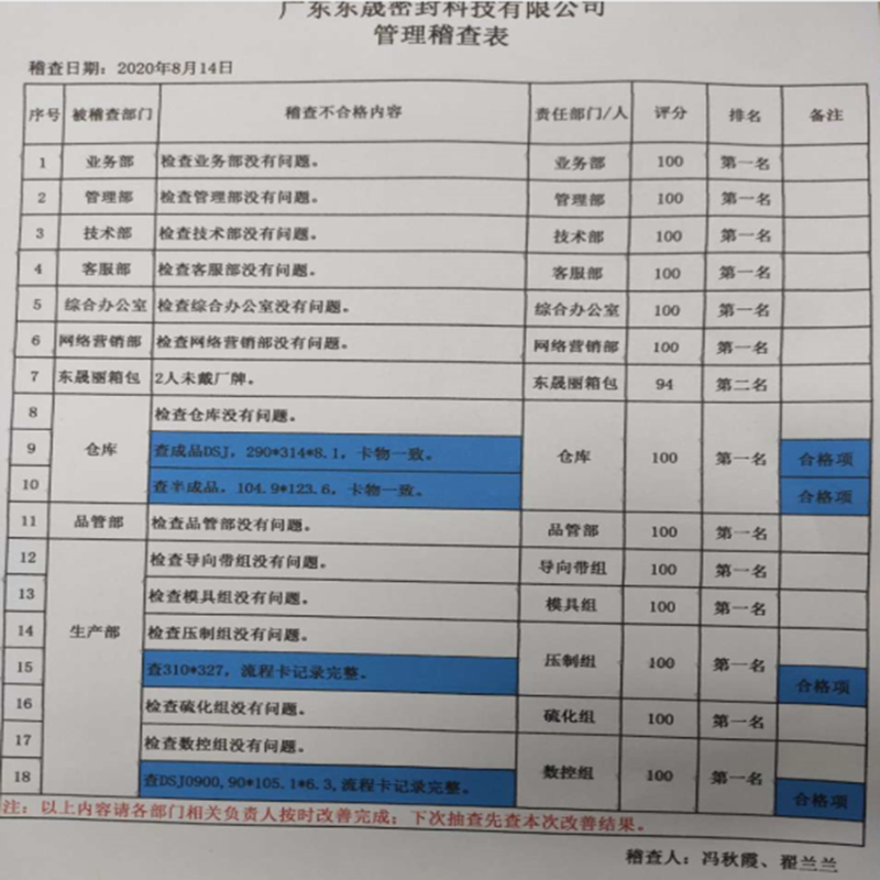 东晟密封6s检查表